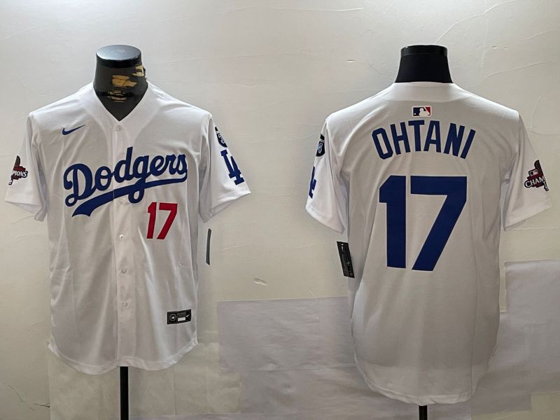 Men Los Angeles Dodgers #17 Ohtani White Game 2024 Nike MLB Jersey style 1202->los angeles dodgers->MLB Jersey